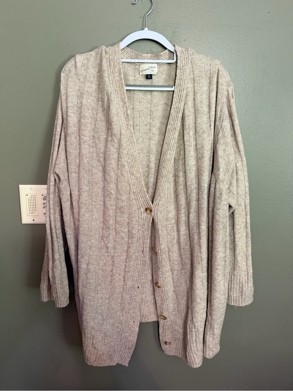 Universal Thread Beige Ribbed Open Front Cardigan Sweater Plus Size 4X NWOT